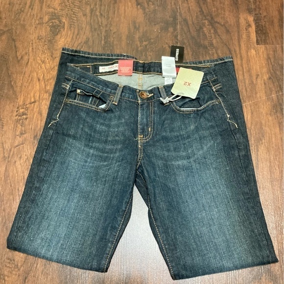 EXPRESS JEANS curvy fit boot cut short size 6 dark Wash denim nwt Y2K fashion - Picture 9 of 10